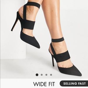 ASOS DESIGN elastic heels black